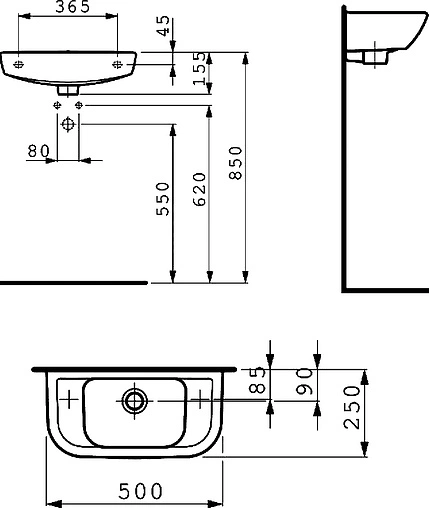 Раковина Laufen Pro 50 белый 8.1695.7.000.105.1