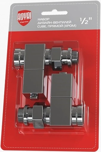 Комплект вентилей запорных прямых ½" в/н Royal Thermo хром RTE 56.001 Комплект вентилей запорных прямых ½" в/н Royal Thermo хром RTE 56.001