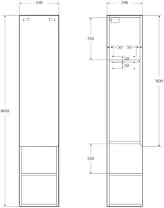 Шкаф-пенал подвесной BelBagno KRAFT 33 R Rovere Tabacco KRAFT-1600-1A-SC-RT-R, 2