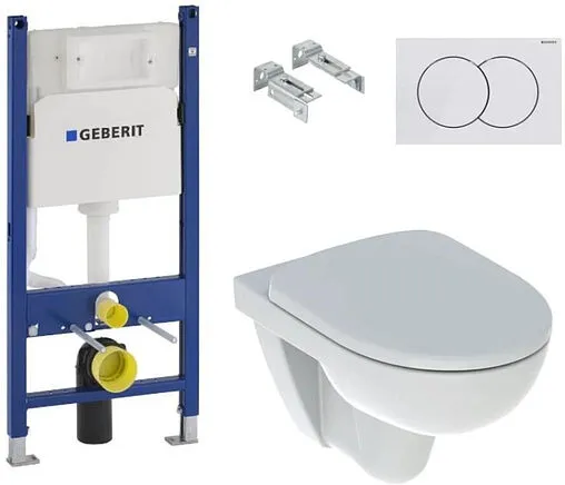 Комплект 5 в 1 Geberit Selnova Rimfree 500.153.07.1 с кнопкой Delta 01 115.107.11.1 белый глянцевый