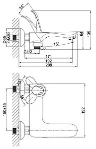 Смеситель для ванны D&K Venice Baciano чёрный матовый/золото DA1033259 Смеситель для ванны D&K Venice Baciano чёрный матовый/золото DA1033259, 2