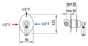 Смеситель для душа скрытого монтажа Bossini Liberty хром Z001201.030 Смеситель для душа скрытого монтажа Bossini Liberty хром Z001201.030, 2