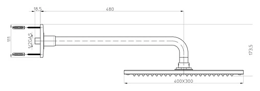 Лейка верхнего душа с настенным креплением Bossini DREAM - Rectangular хром H75370.030