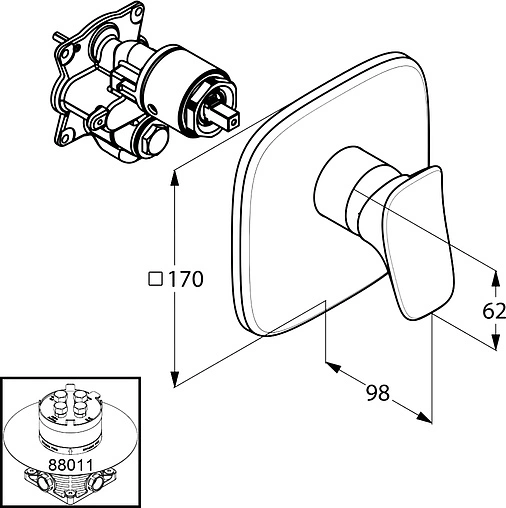 Смеситель для душа скрытого монтажа Kludi Ambienta хром 536550575