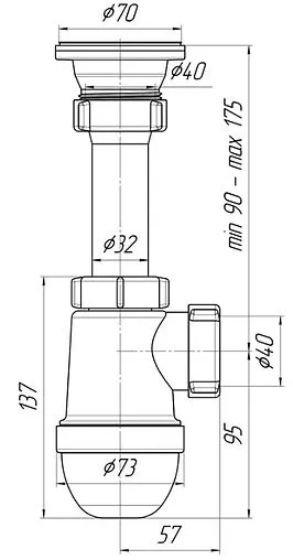 Сифон бутылочный для мойки Ани Пласт C0100 Сифон бутылочный для мойки Ани Пласт C0100