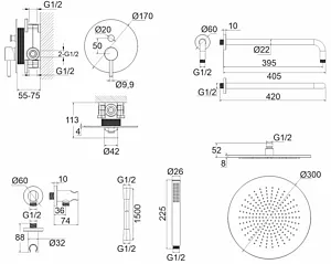 Душевая система со смесителем для душа WHITECROSS Y black чёрный матовый YSET04BL Душевая система со смесителем для душа WHITECROSS Y black чёрный матовый YSET04BL, 2