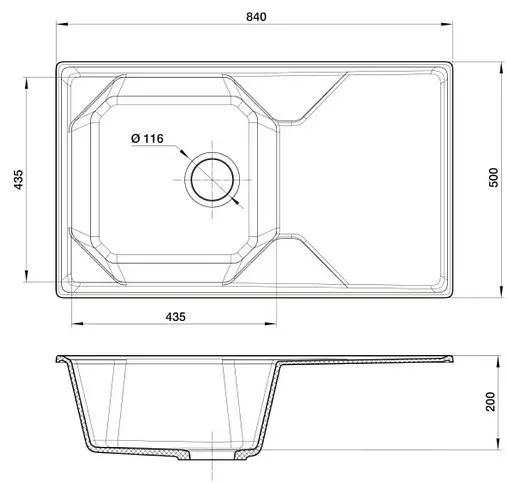 Мойка кухонная GranFest Unique U-840L антрацит