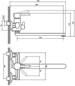 Смеситель для ванны с длинным изливом Osgard Ionic White белый/хром 92223, 2