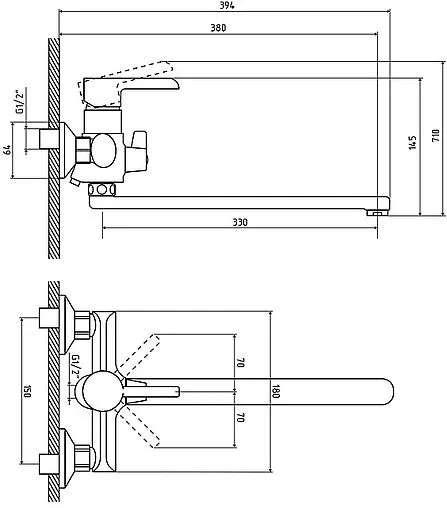 Смеситель для ванны с длинным изливом Osgard Ionic White белый/хром 92223