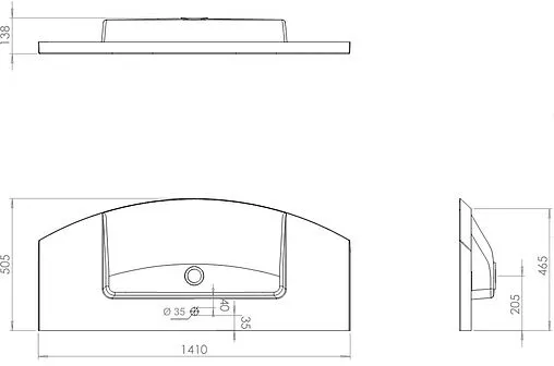 Раковина De Aqua Лонг 140 белый НФ-00006760