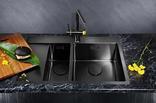 Мойка кухонная Omoikiri Akisame 78-2-GM-R вороненая сталь 4973102