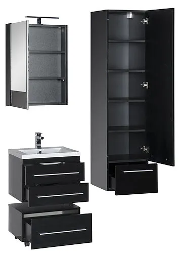 Шкаф-зеркало Aquanet Нота 58 L чёрный 00169191