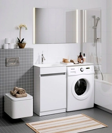 Тумба-умывальник напольная над стиральной машиной Aqwella Forma 55 L белый FOR0105KL+FOR.11.04.D-L