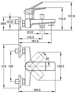 Смеситель для ванны Cersanit Nature хром 63064 Смеситель для ванны Cersanit Nature хром 63064, 2