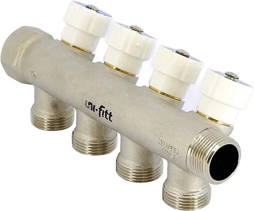 Коллектор регулирующий проходной 4 отвода ¾&quot;в/н x ¾&quot;ек Uni-fitt 400N3341