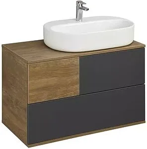 Тумба-умывальник подвесная Aquaton Терра 85 дуб кантри/антрацит 1A2472K4TEKA0, 1