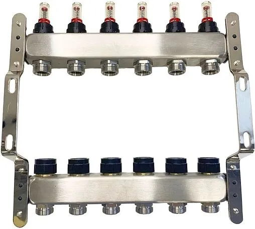 Группа коллекторная с расходомерами 6 отводов 1&quot;в/в x ¾&quot;ек WAAG WG.589.0606