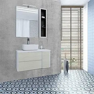 Тумба-умывальник подвесная Aquaton Брук 100 (80+20) дуб латте/белый, 3