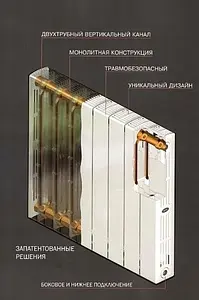 Радиатор биметаллический 7 секций Rifar SUPReMO 500 RS50007 Радиатор биметаллический 7 секций Rifar SUPReMO 500 RS50007, 5