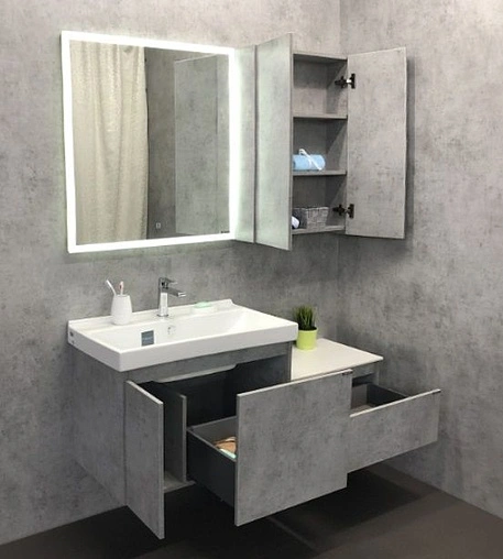 Тумба-умывальник подвесная Comforty Осло 80 бетон светлый 00-00000836CF