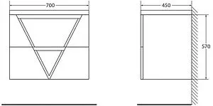 Тумба-умывальник подвесная BelBagno VITTORIA 70 Bianco Opaco VITTORIA-700-2C-SO-BO-P+BB700/450-LV-MR-AST Тумба-умывальник подвесная BelBagno VITTORIA 70 Bianco Opaco VITTORIA-700-2C-SO-BO-P+BB700/450-LV-MR-AST, 2