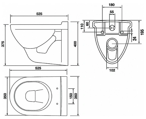 Унитаз подвесной Оскольская керамика Престиж черный 45374100002