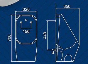 Писсуар с сенсорным смывом от батареи Aquanet белый Cetus-U, 2