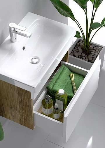 Тумба-умывальник подвесная Aqwella Smart 50 белый/дуб балтийский SRT0105DB+S-UM-MOD50SL/1