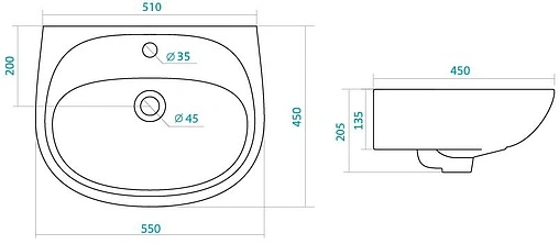Раковина Santek Анимо 55 белый 1WH110502