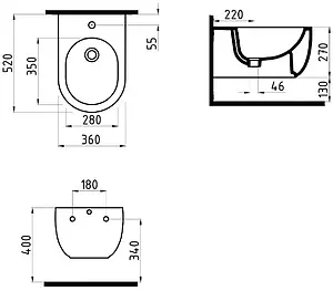 Биде подвесное Bien Vokha черный матовый MDBA05201VD1B7000 Биде подвесное Bien Vokha черный матовый MDBA05201VD1B7000, 2