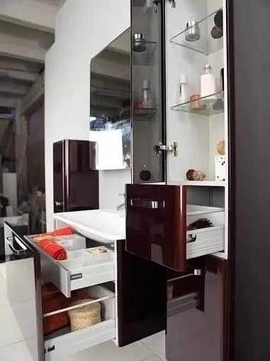 Шкаф-пенал подвесной с бельевой корзиной Aquaton Валенсия 35 R гранат 1A123803VA34R