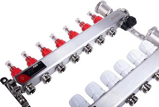 Группа коллекторная с расходомерами 7 отводов 1&quot;в/в x ¾&quot;ек FDV S1103C-2/7