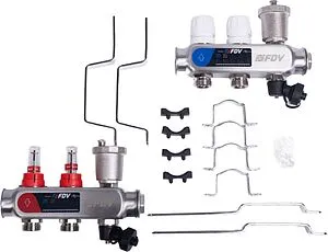 Группа коллекторная с расходомерами 2 отвода 1&quot;в/в x ¾&quot;ек FDV S1103C-2/2, 5