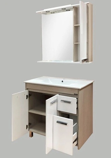 Тумба-умывальник напольная Comforty Тулуза 90 белый/сосна лоредо 00004152036CF