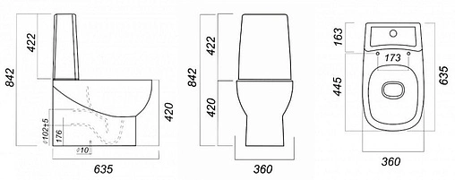 Унитаз-компакт безободковый Sanita Luxe Infinity Rimless (mono) белый INFSLCC01040822R