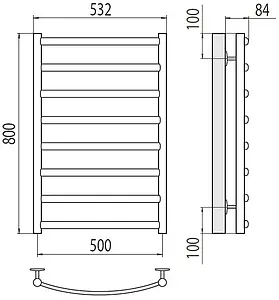 Полотенцесушитель водяной лесенка Terminus Атланта+ П8 500х800 полированная сталь 4670078529992 Полотенцесушитель водяной лесенка Terminus Атланта+ П8 500х800 полированная сталь 4670078529992, 2