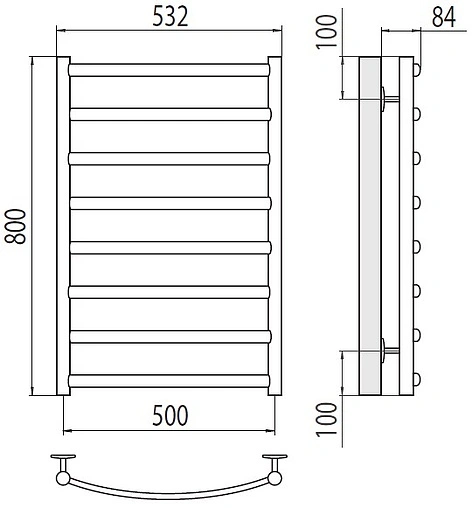 Полотенцесушитель водяной лесенка Terminus Атланта+ П8 500х800 полированная сталь 4670078529992 Полотенцесушитель водяной лесенка Terminus Атланта+ П8 500х800 полированная сталь 4670078529992
