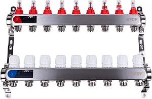 Группа коллекторная с расходомерами 9 отводов 1&quot;в/в x ¾&quot;ек FDV S1101A-1/9, 1