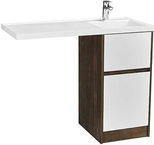 Тумба-умывальник напольная над стиральной машиной Aquaton Лондри 105 R дуб рустикальный/белый 1A2670K2LHDR0+, 1