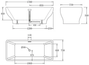 Ванна акриловая отдельностоящая BelBagno 170x70 BB73-1700 Ванна акриловая отдельностоящая BelBagno 170x70 BB73-1700, 2