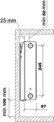 Радиатор стальной панельный PF тип 22 300 x 1000 мм 22/300/1000/K