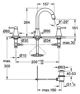 Смеситель для раковины Grohe Grandera хром 20389000 Смеситель для раковины Grohe Grandera хром 20389000, 2