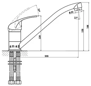 Смеситель для кухни Gross Aqua Mini хром 3210213C-G0110, 2