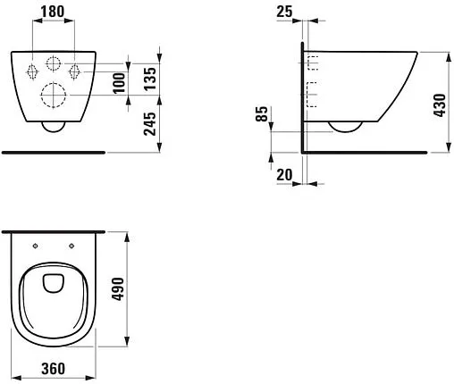 Унитаз подвесной безободковый Laufen Lua Rimless белый 8.2008.3.000.000.1