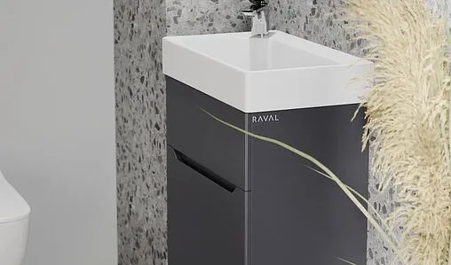 Тумба-умывальник подвесная Raval Brik 55 антрацит Brk.01.55/P/A/RL+17055-KL