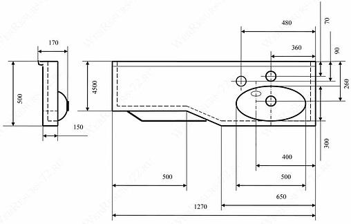 Раковина Aquaton Отель 127 R белый 1A70123WOT01R