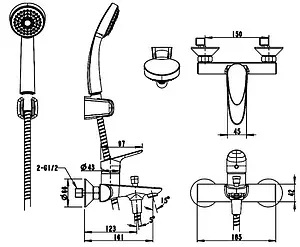 Комплект для ванны 3 в 1 Bravat Drop хром F00308C Комплект для ванны 3 в 1 Bravat Drop хром F00308C, 2