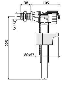 Заливной клапан для бачка ½" пластик боковой AlcaPlast A15-½" Заливной клапан для бачка ½" пластик боковой AlcaPlast A15-½", 2