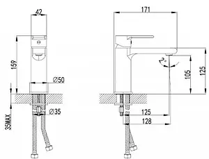 Смеситель для раковины SMARTsant Адамант чёрный матовый SM303506BK Смеситель для раковины SMARTsant Адамант чёрный матовый SM303506BK, 2