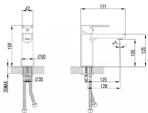 Смеситель для раковины SMARTsant Адамант чёрный матовый SM303506BK Смеситель для раковины SMARTsant Адамант чёрный матовый SM303506BK